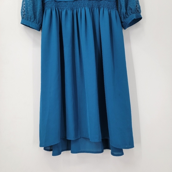 Anthropologie HD in Paris Celeste Dress Women's 6 Blue Swiss Dot Boho Romantic - Picture 9 of 15